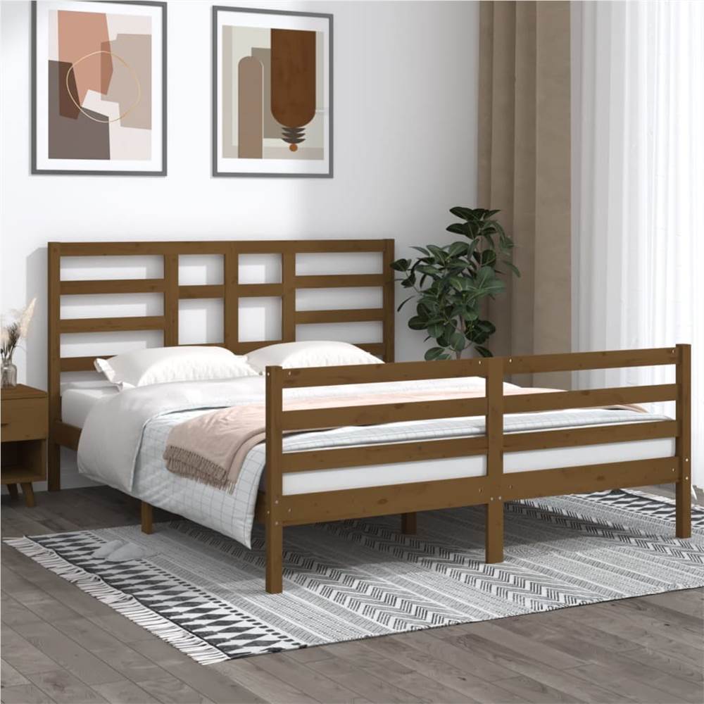 

Bed Frame Honey Brown Solid Wood 160x200 cm