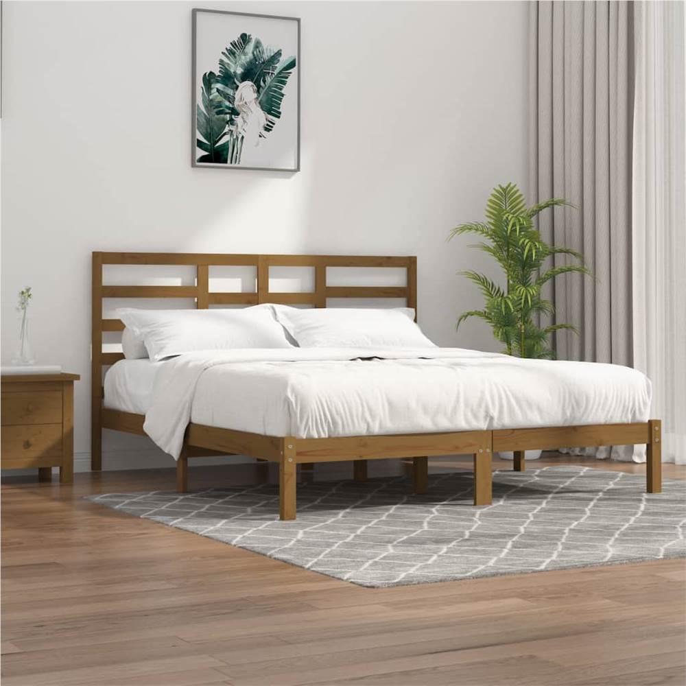 Bed Frame Honey Brown Solid Wood 200x200 cm