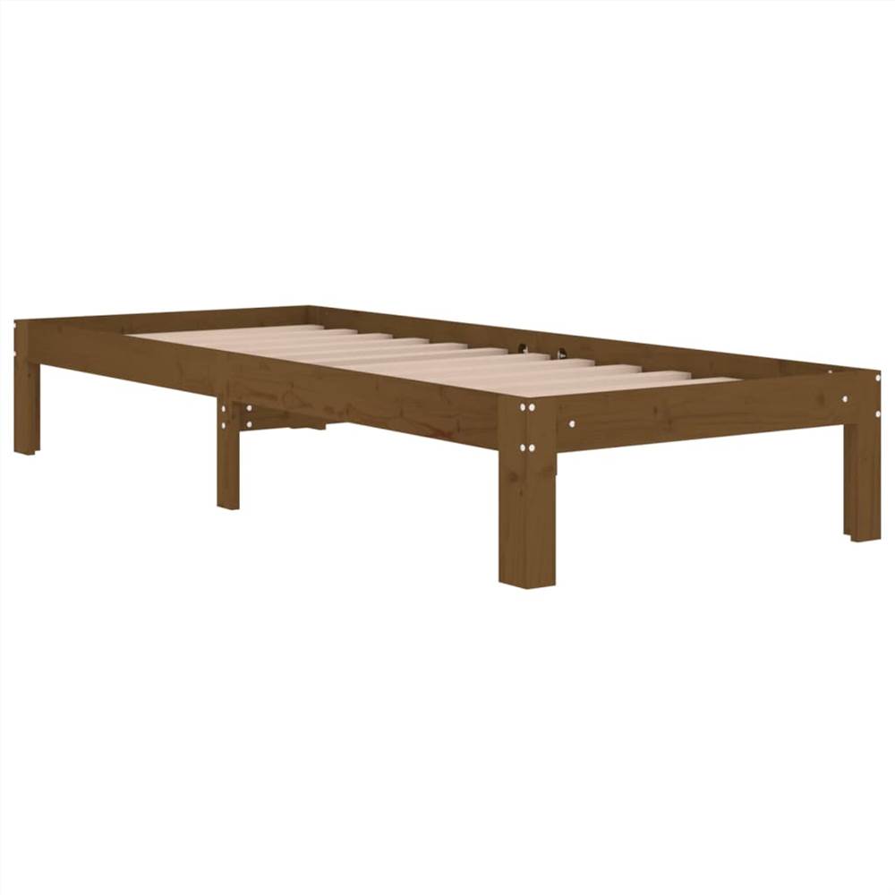 Bed Frame Honey Brown Solid Wood 75x190 Cm 2FT6 Small Single 8 Bed Frame Honey Brown Solid Wood 75x190 cm 2FT6 Small Single
