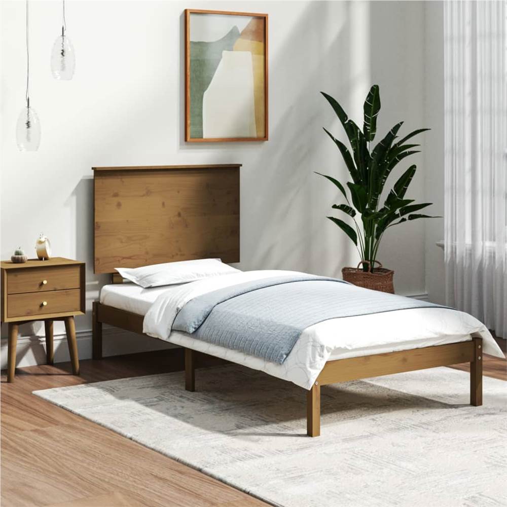 

Bed Frame Honey Brown Solid Wood 90x190 cm 3FT Single
