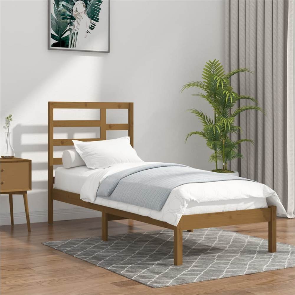 

Bed Frame Honey Brown Solid Wood 90x190 cm 3FT Single
