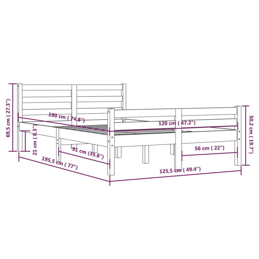 Bed Frame Solid Wood 120x190 cm 4FT Small Double
