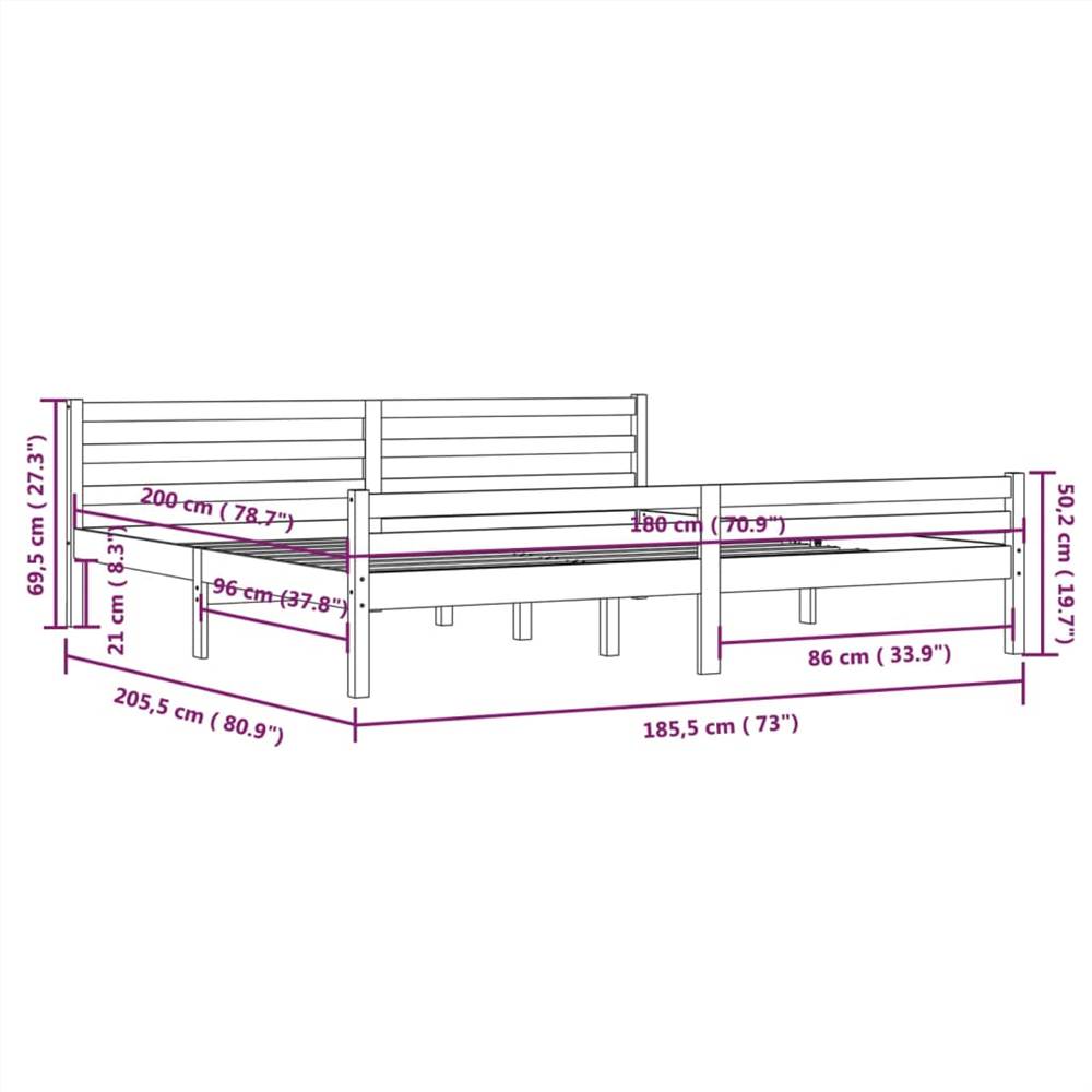 Bed Frame Solid Wood 180x200 cm 6FT Super King