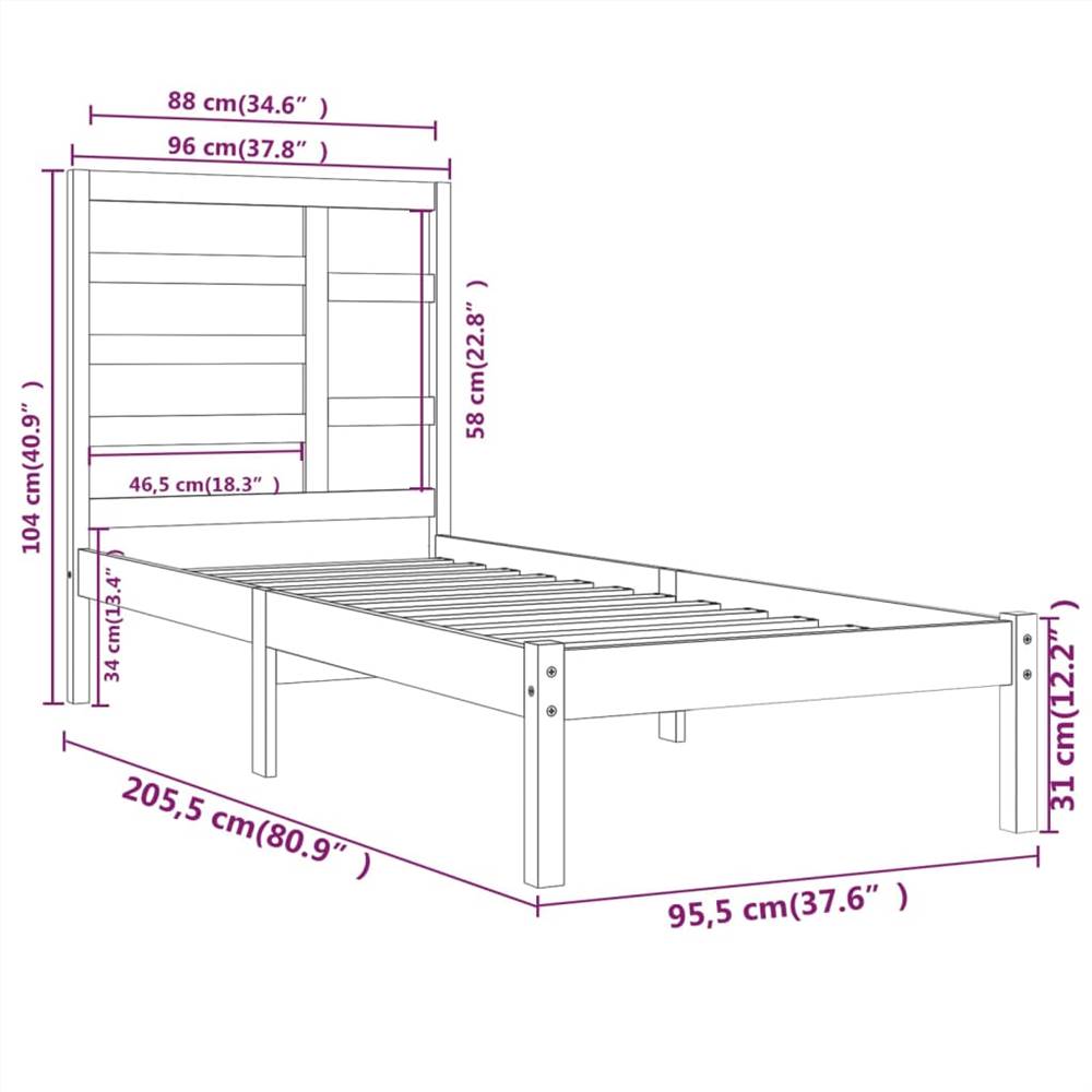 Bed Frame Solid Wood 90x200 cm