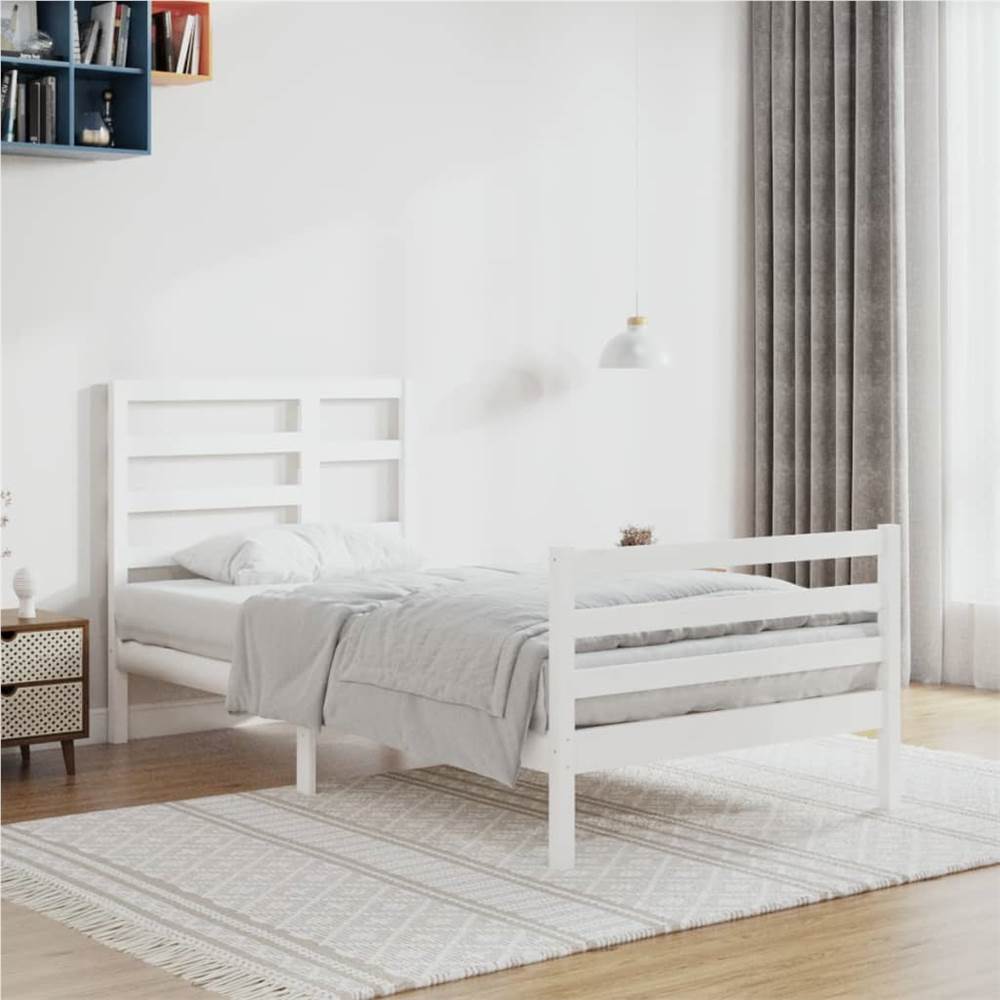 

Bed Frame White Solid Wood 100x200 cm