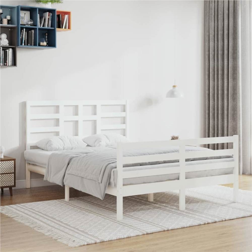 

Bed Frame White Solid Wood 120x200 cm