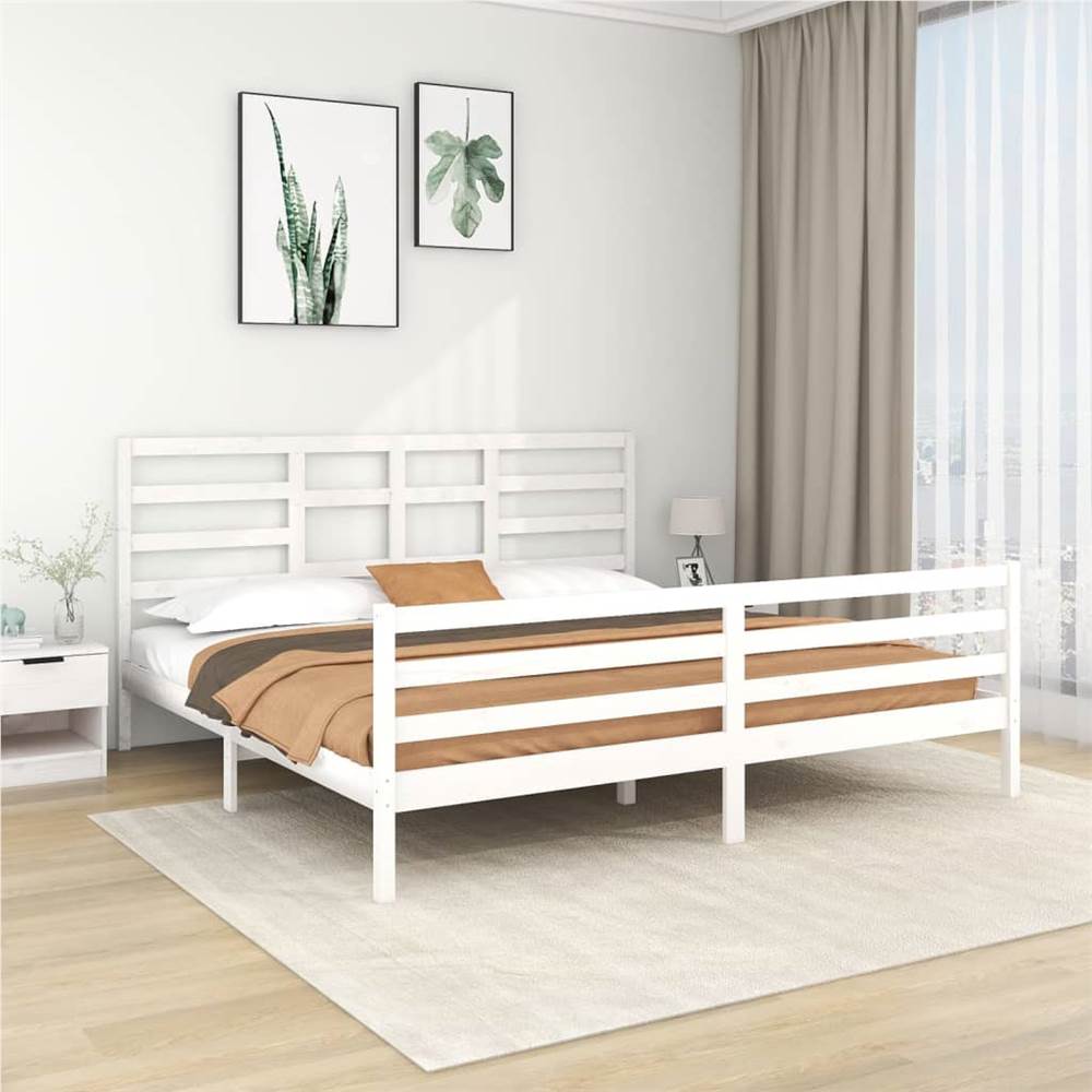 

Bed Frame White Solid Wood 200x200 cm