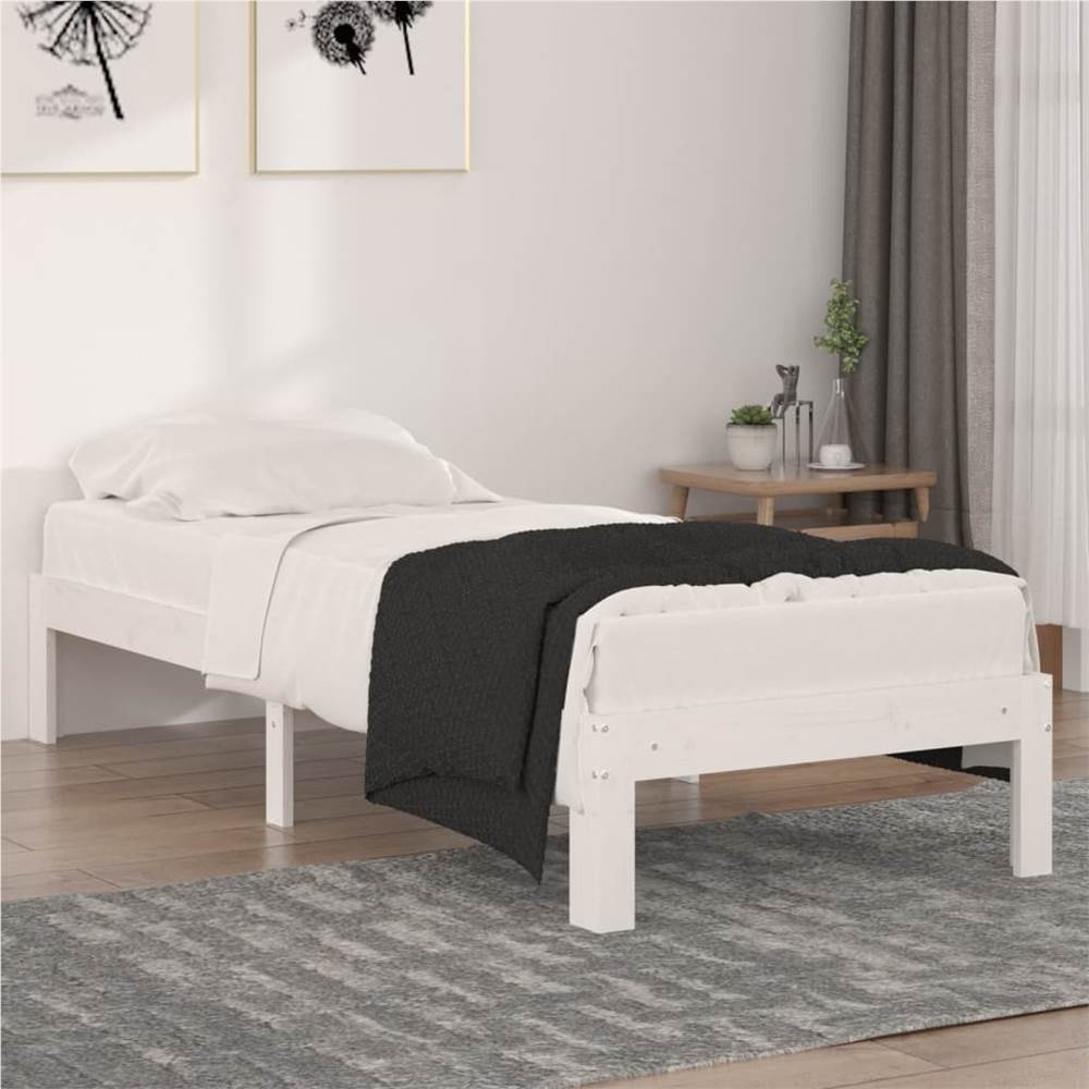 

Bed Frame White Solid Wood 75x190 cm 2FT6 Small Single