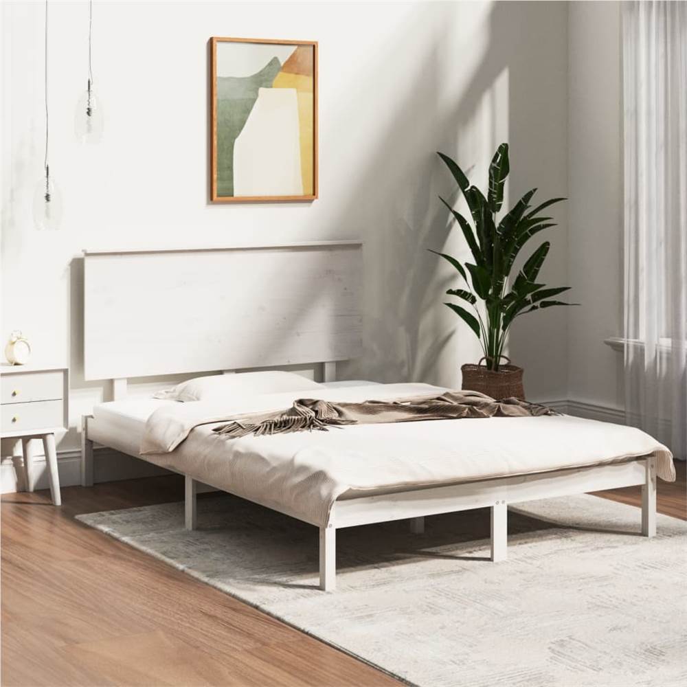 

Bed Frame White Solid Wood Pine 140x190 cm