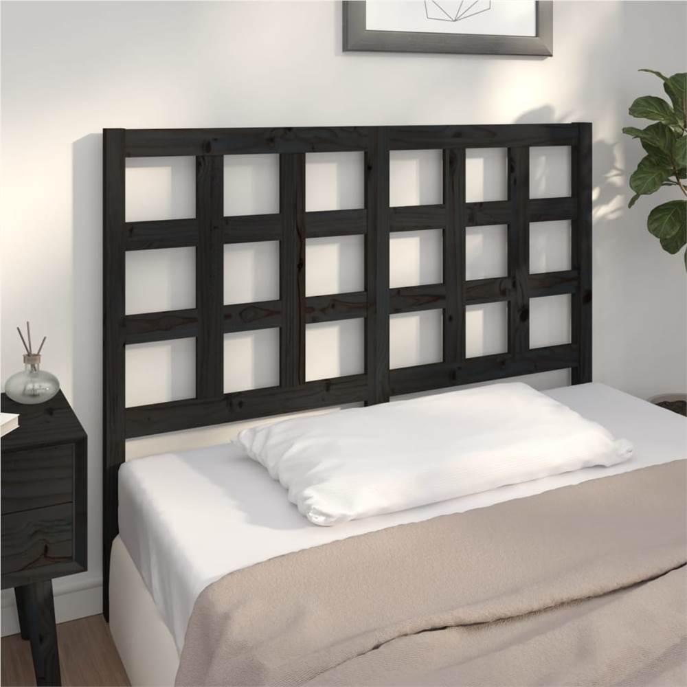 

Bed Headboard Black 125.5x4x100 cm Solid Wood Pine