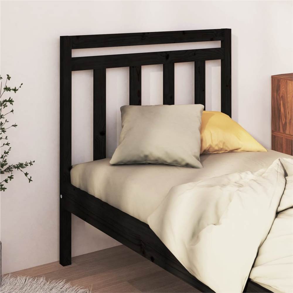Bed Headboard Black 96x4x100 cm Solid Wood Pine
