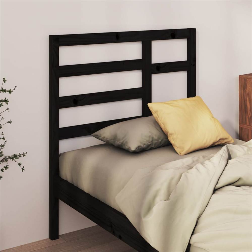 Bed Headboard Black 96x4x104 cm Solid Wood Pine