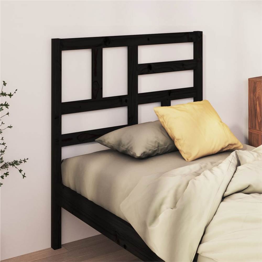 Bed Headboard Black 96x4x104 cm Solid Wood Pine