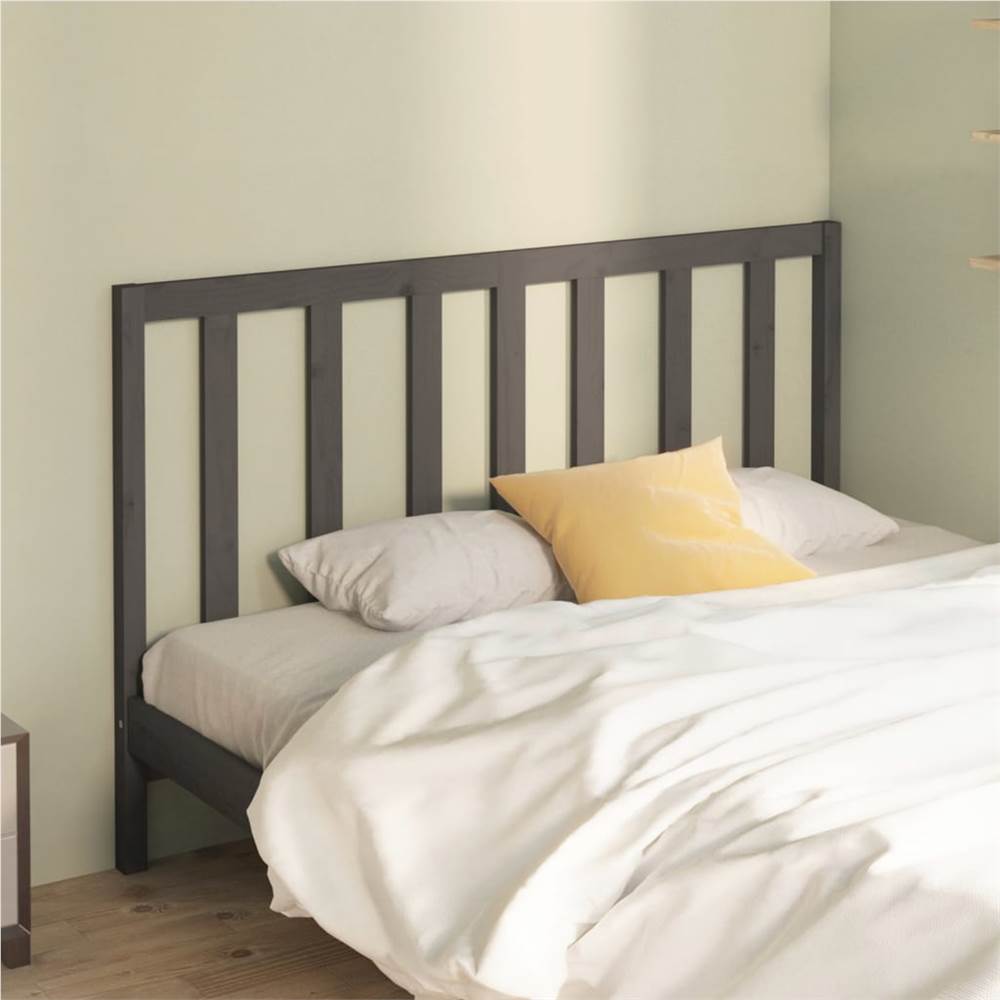 Bed Headboard Grey 156x4x100 cm Solid Wood Pine