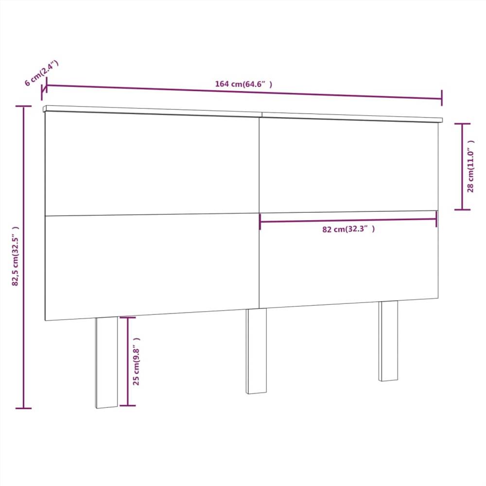 Bed Headboard Grey 164x6x82.5 cm Solid Wood Pine