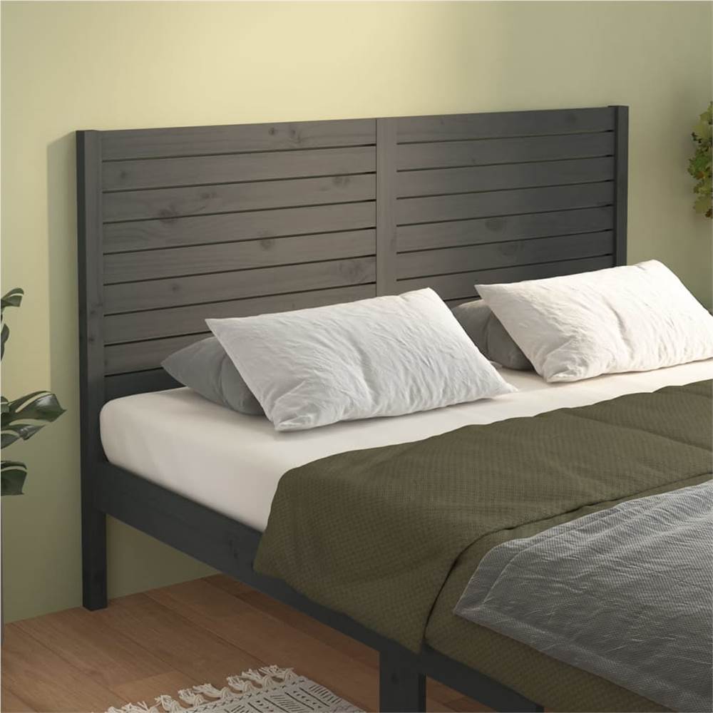 Bed Headboard Grey 166x4x100 cm Solid Wood Pine