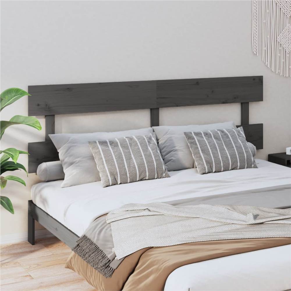 

Bed Headboard Grey 204x3x81 cm Solid Wood Pine