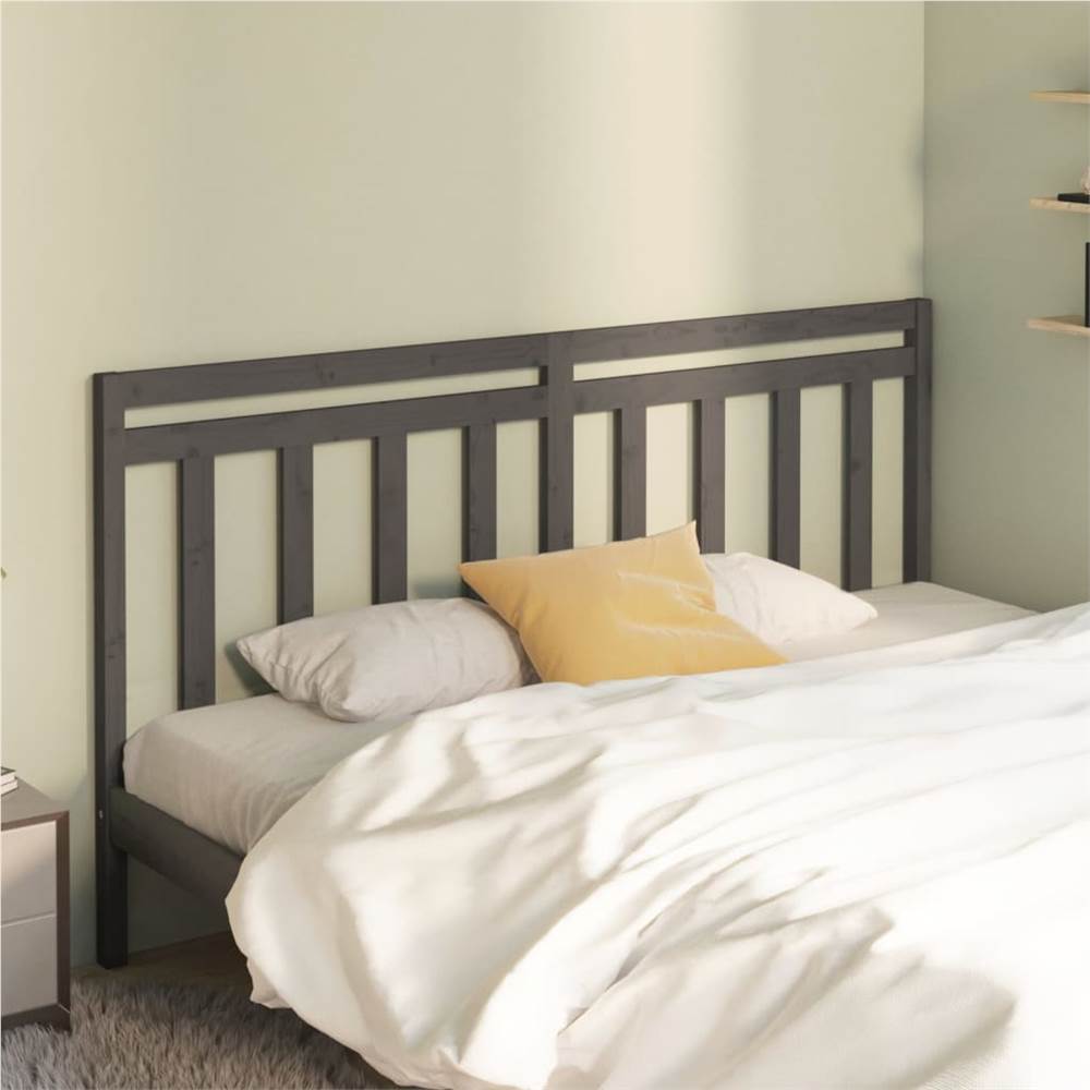 

Bed Headboard Grey 206x4x100 cm Solid Wood Pine