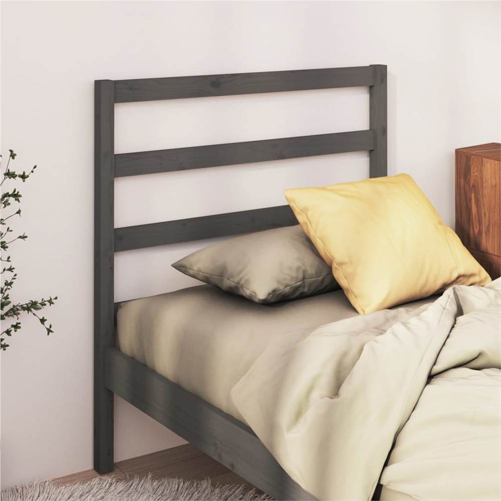Bed Headboard Grey 81x4x100 cm Solid Wood Pine