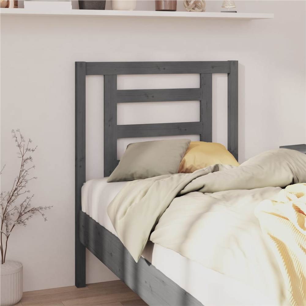 Bed Headboard Grey 81x4x100 cm Solid Wood Pine