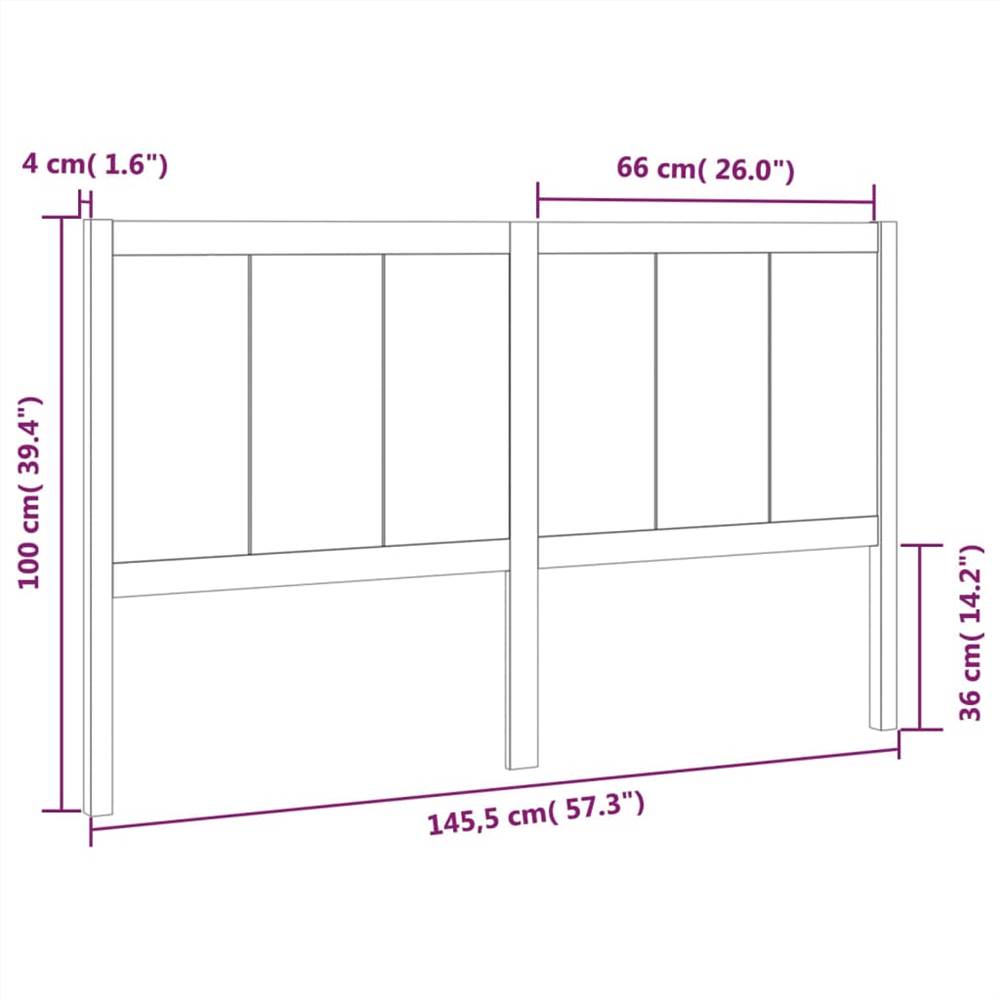 Bed Headboard White 145.5x4x100 cm Solid Pine Wood