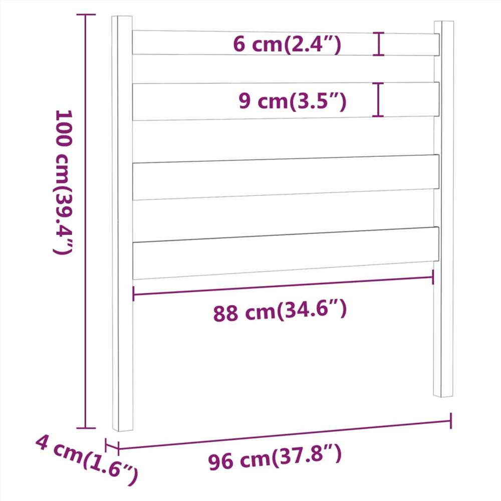Bed Headboard White 96x4x100 cm Solid Wood Pine