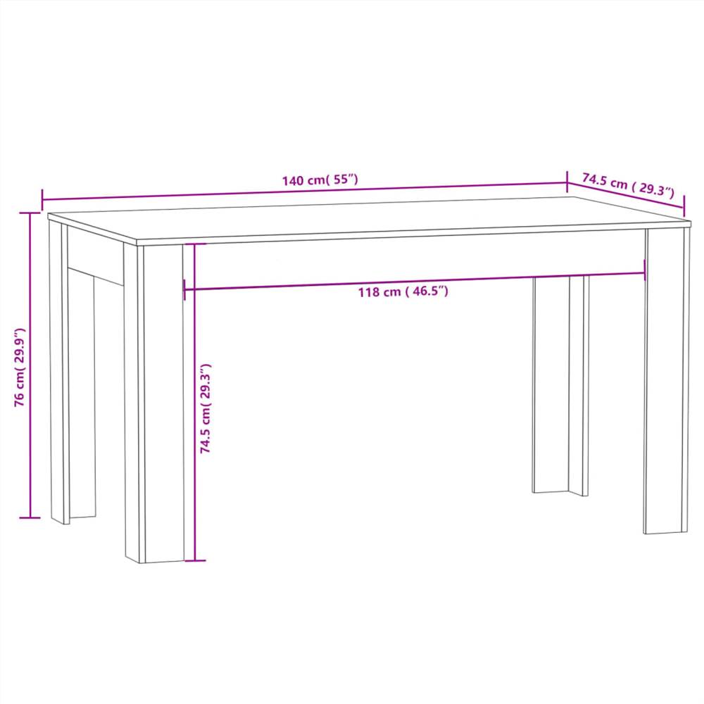 Dining Table Brown Oak 140x74.5x76 cm Engineered Wood