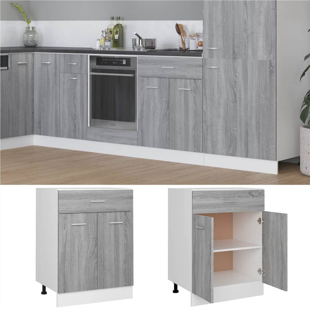 Drawer Bottom Cabinet Grey Sonoma 60x46x81.5 Cm Engineered Wood 8 Drawer Bottom Cabinet Grey Sonoma 60x46x81.5 cm Engineered Wood