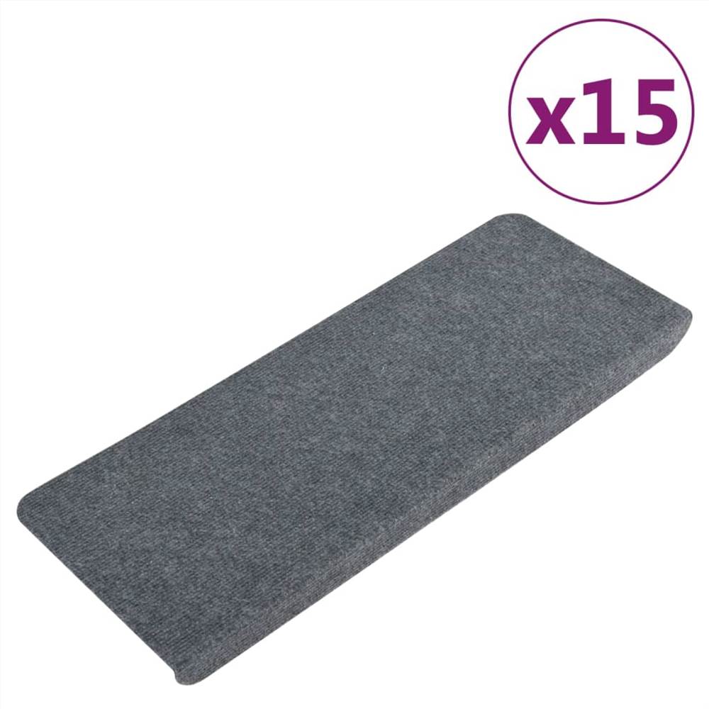 Self-adhesive Stair Mats 15 pcs 65x28 cm Grey