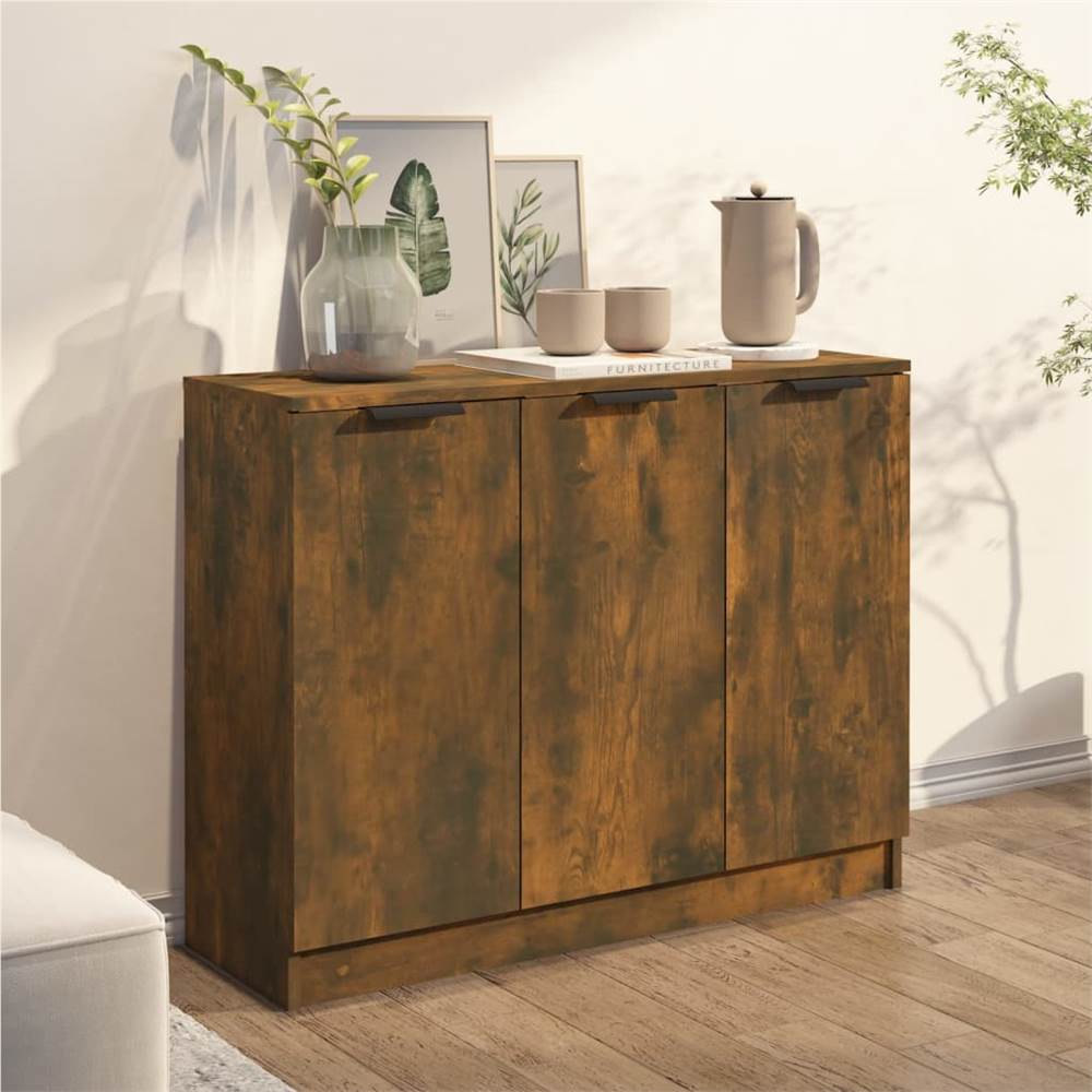 Sideboard Smoked Oak 90.5x30x70 Cm Engineered Wood 8 Sideboard Smoked Oak 90.5x30x70 cm Engineered Wood