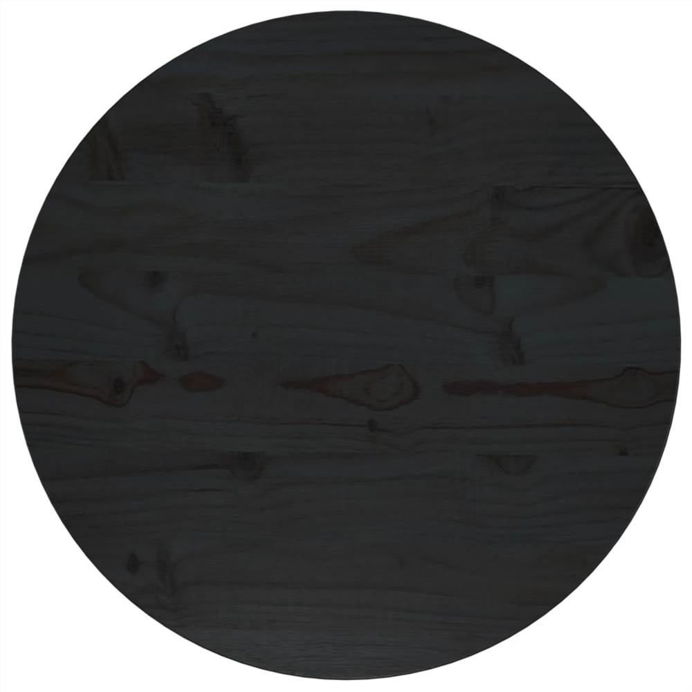 

Table Top Black Ø50x2.5 cm Solid Wood Pine