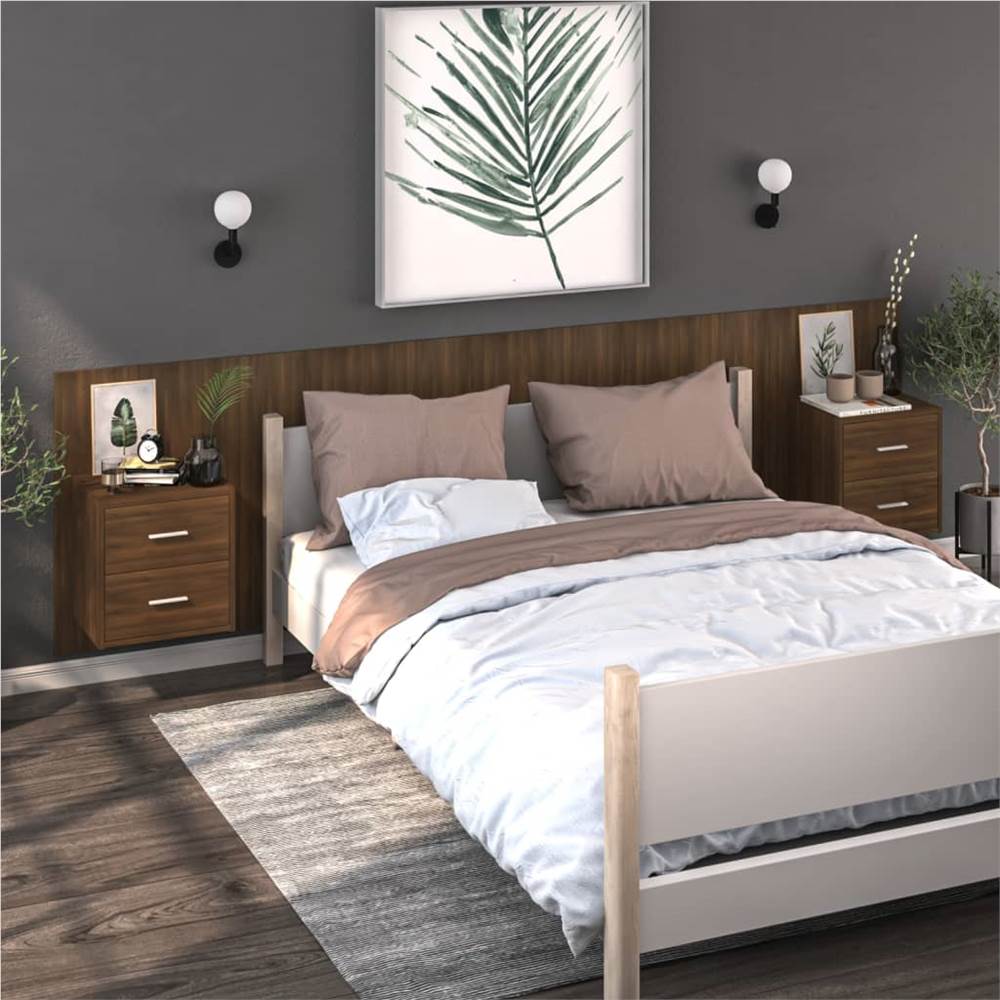 

Wall Bedside Cabinets 2 pcs Brown Oak Engineered Wood