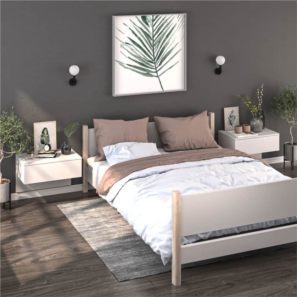 

Wall Bedside Cabinets 2 pcs White Engineered Wood