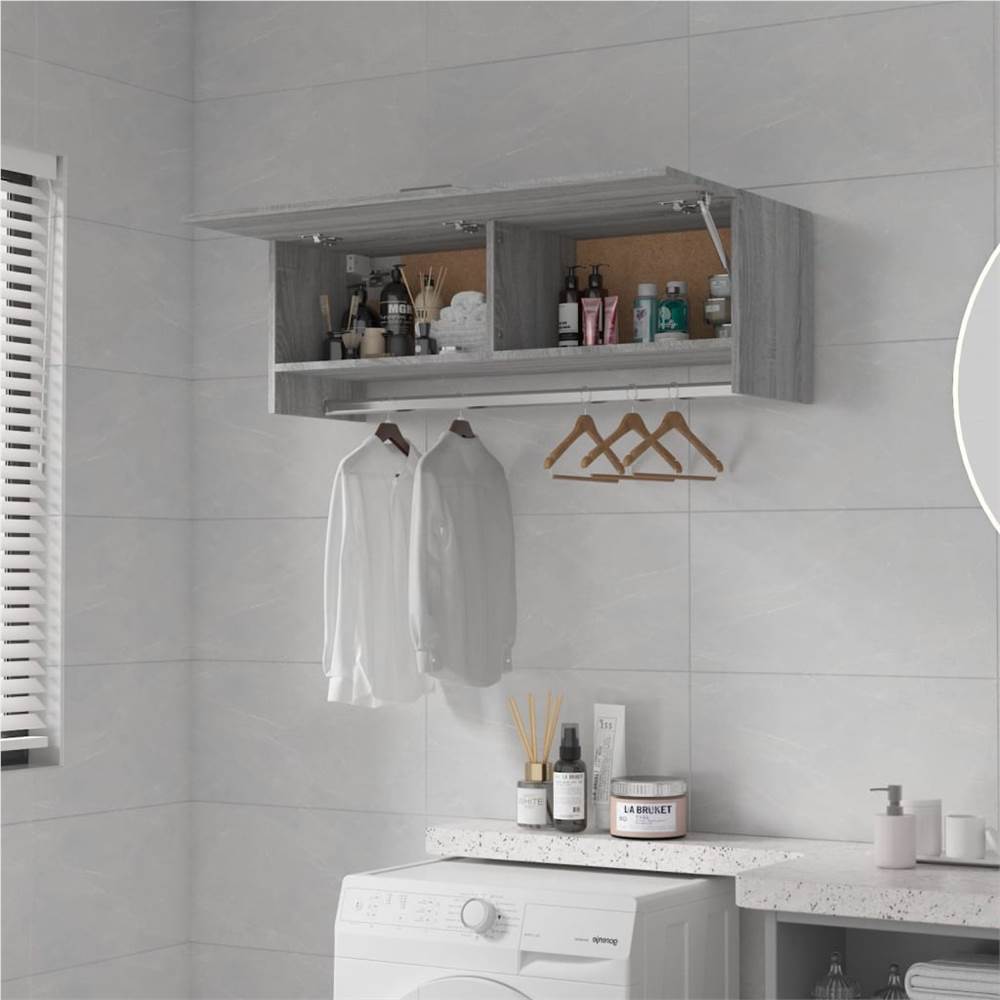 Wardrobe Grey Sonoma 100x32.5x35 Cm Engineered Wood 12 Wardrobe Grey Sonoma 100x32.5x35 cm Engineered Wood