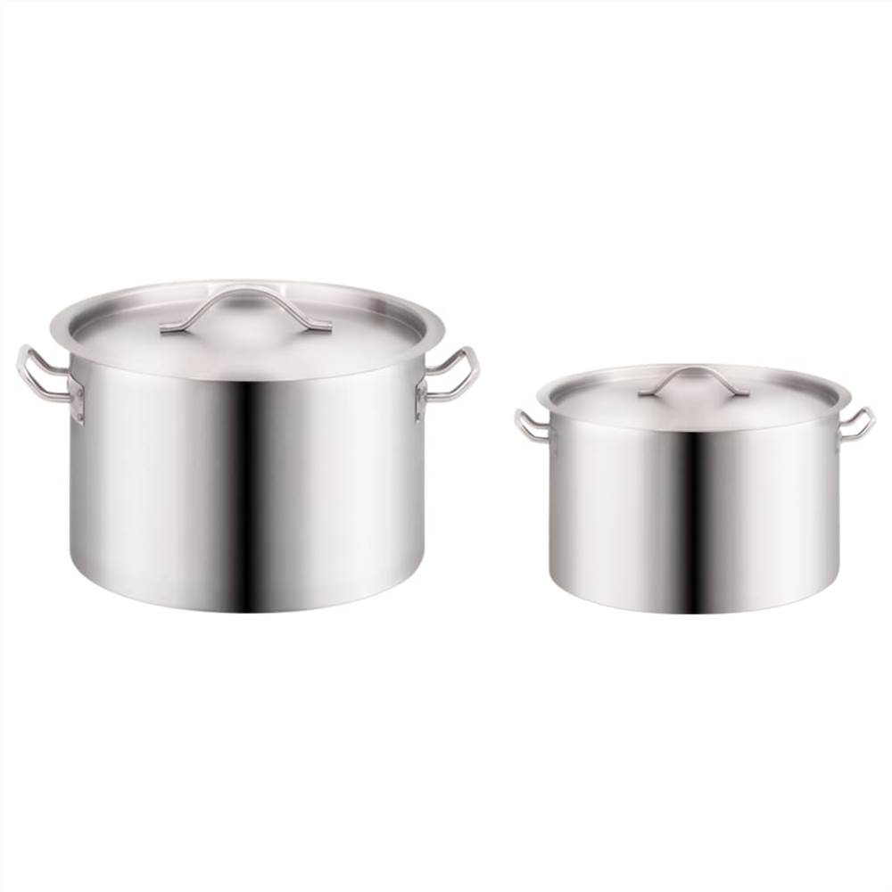2 Piece Stock Pot Set 44/24 L Stainless Steel