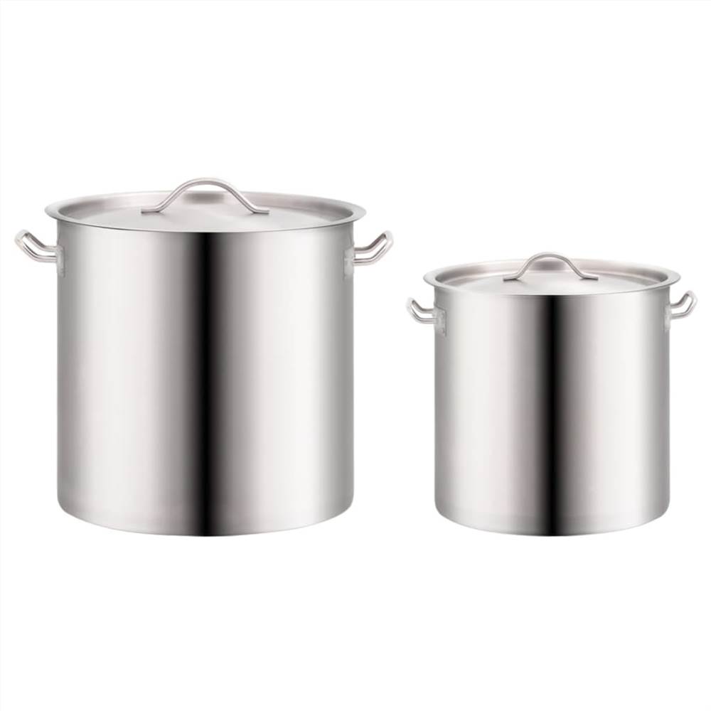 2 Piece Stock Pot Set 50/25 L Stainless Steel