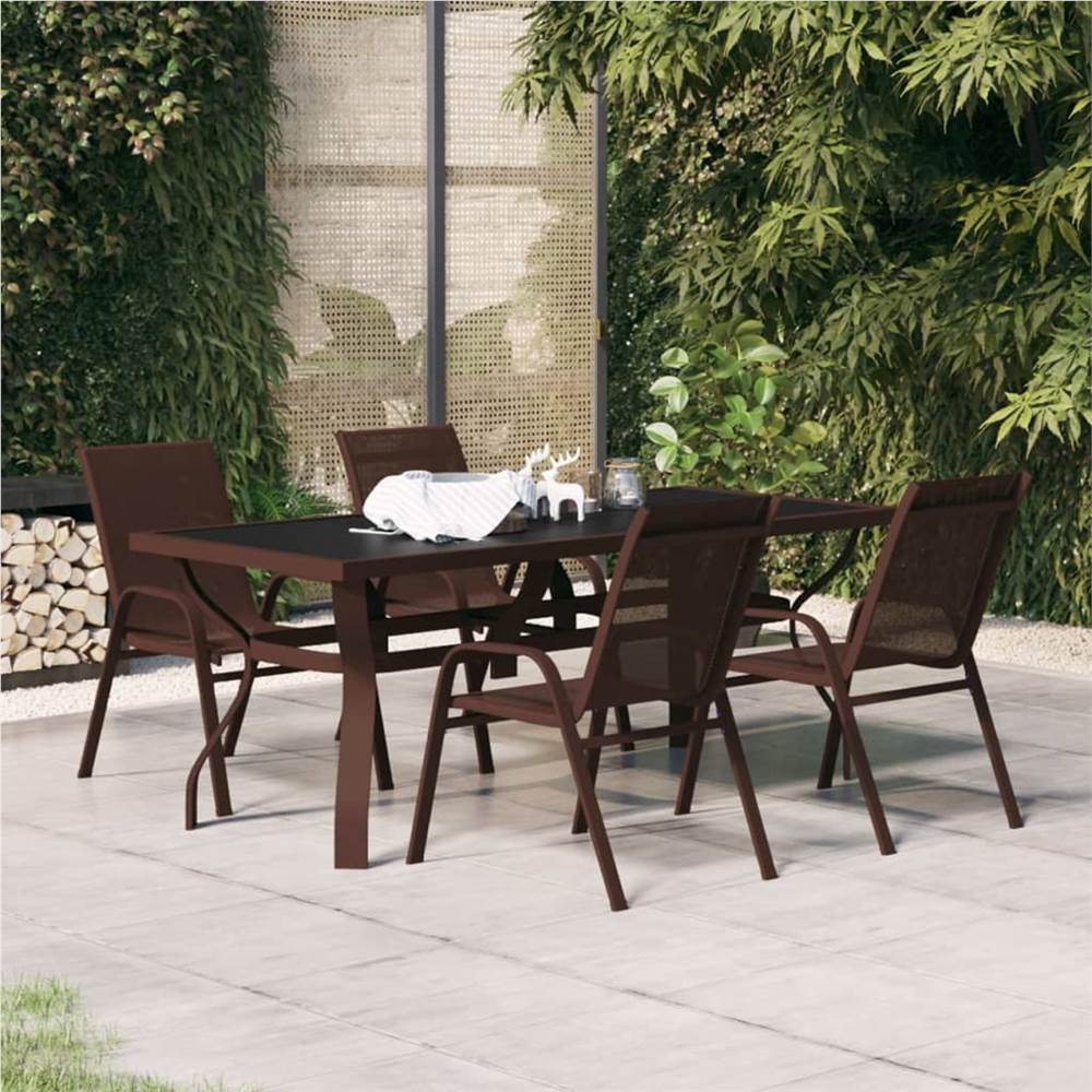 5 Piece Garden Dining Set Brown and Black