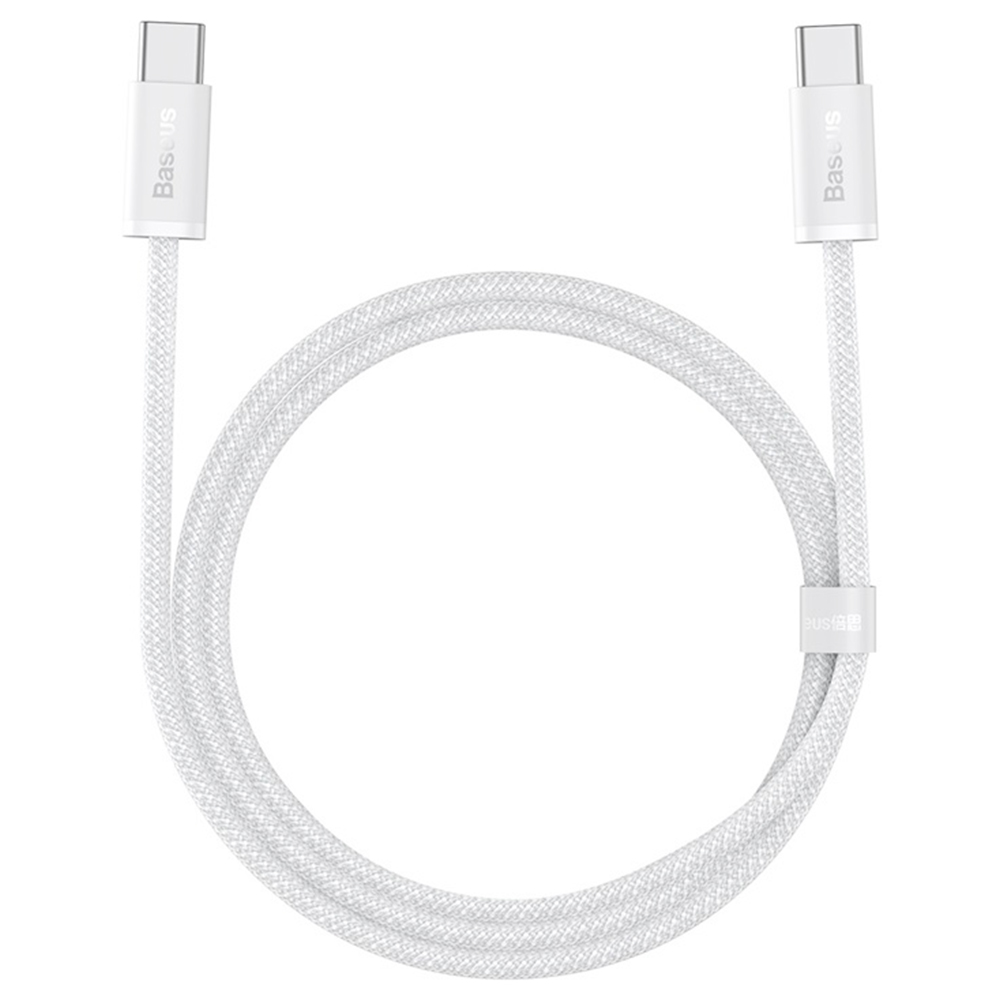 Cable de carga rápida Baseus 100W 1m, cable tipo C a tipo C, cable de carga rápida PD para teléfono Xiaomi Samsung iPad - Blanco