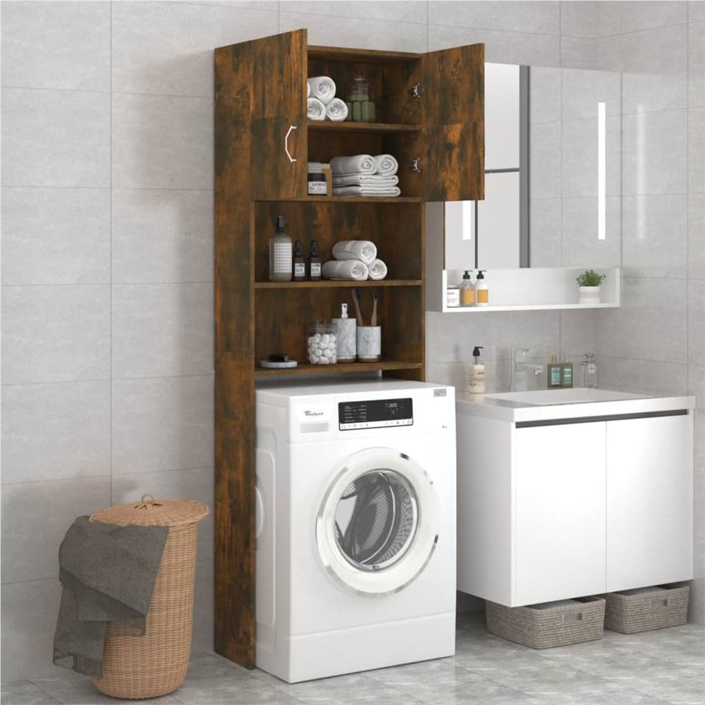 Bathroom Cabinet Smoked Oak 64x25.5x190 cm