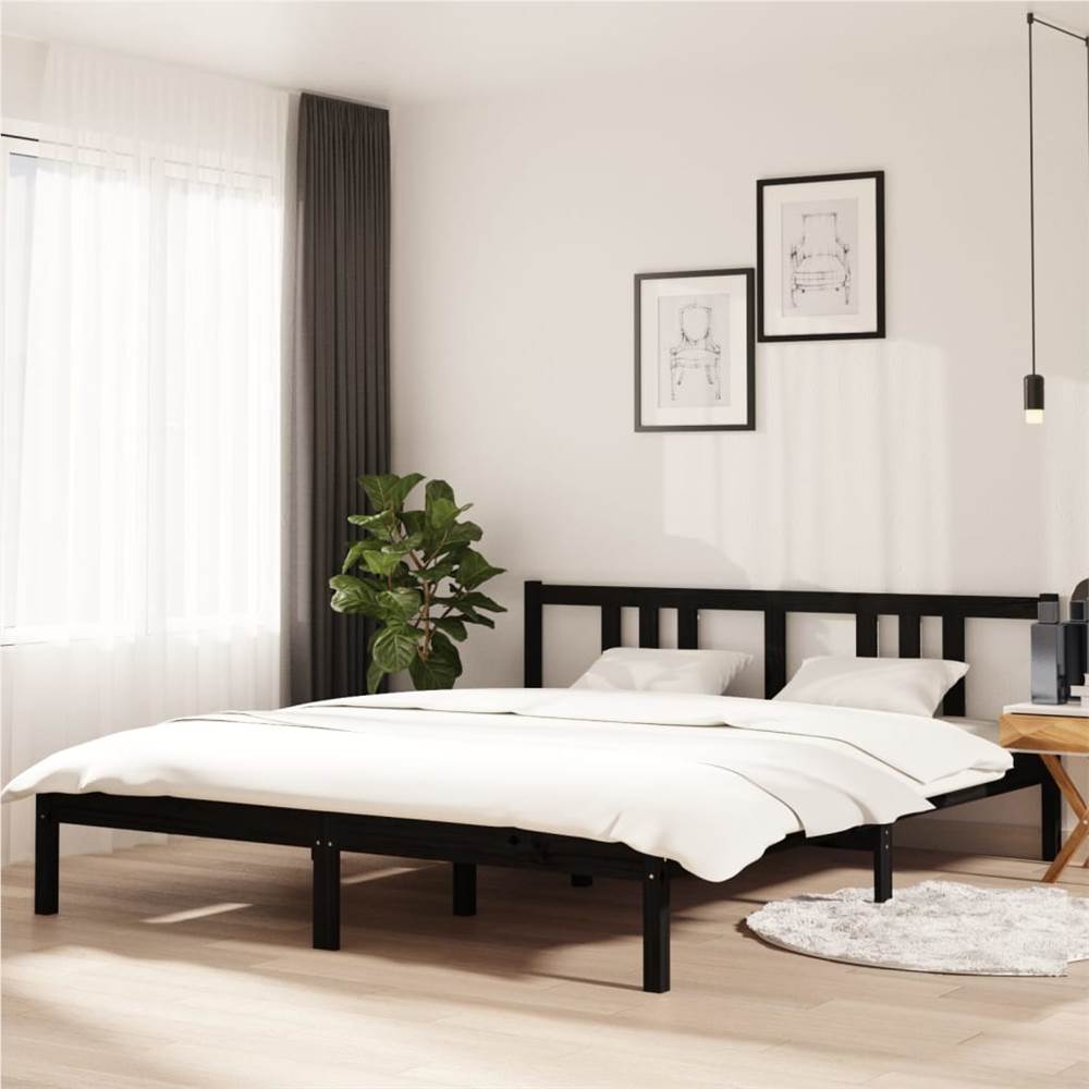 

Bed Frame Black Solid Wood 160x200 cm