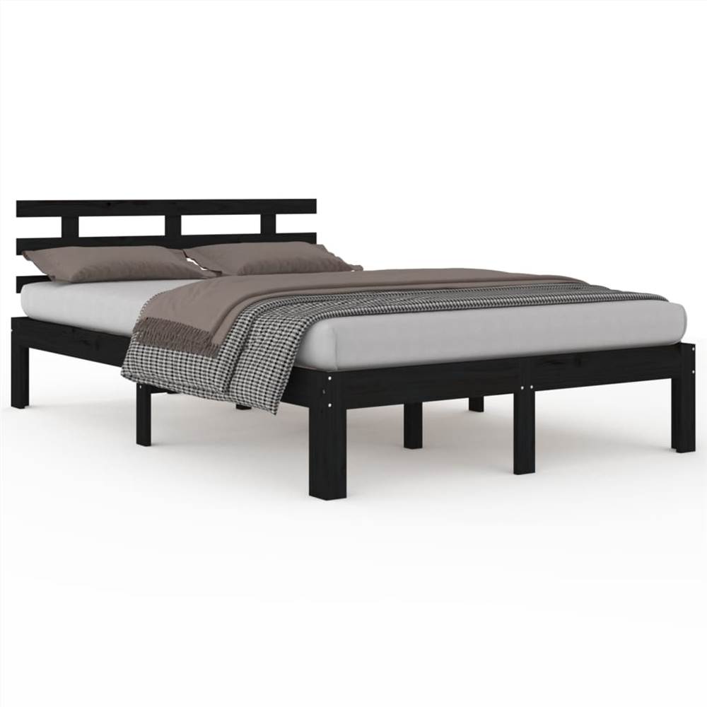 Bed Frame Black Solid Wood 180x200 cm 6FT Super King