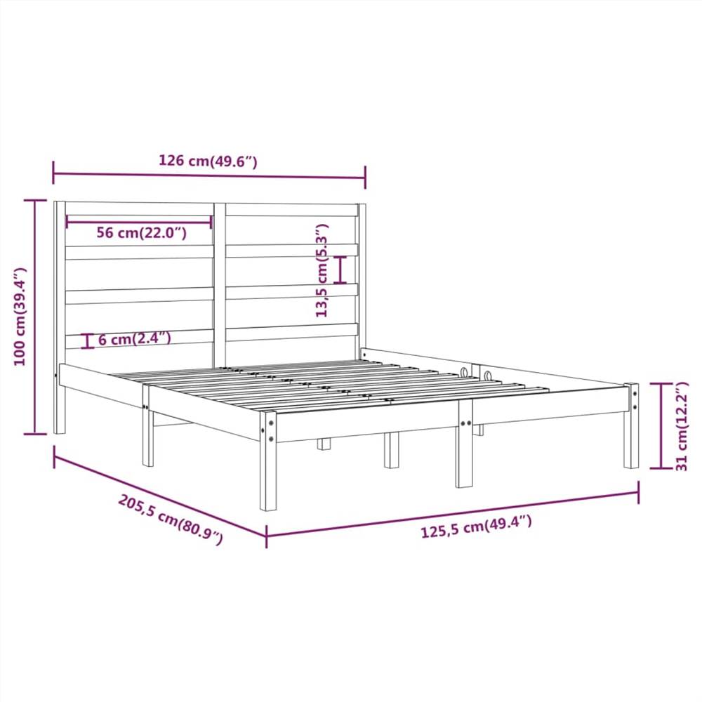 Bed Frame Black Solid Wood Pine 120x200 cm