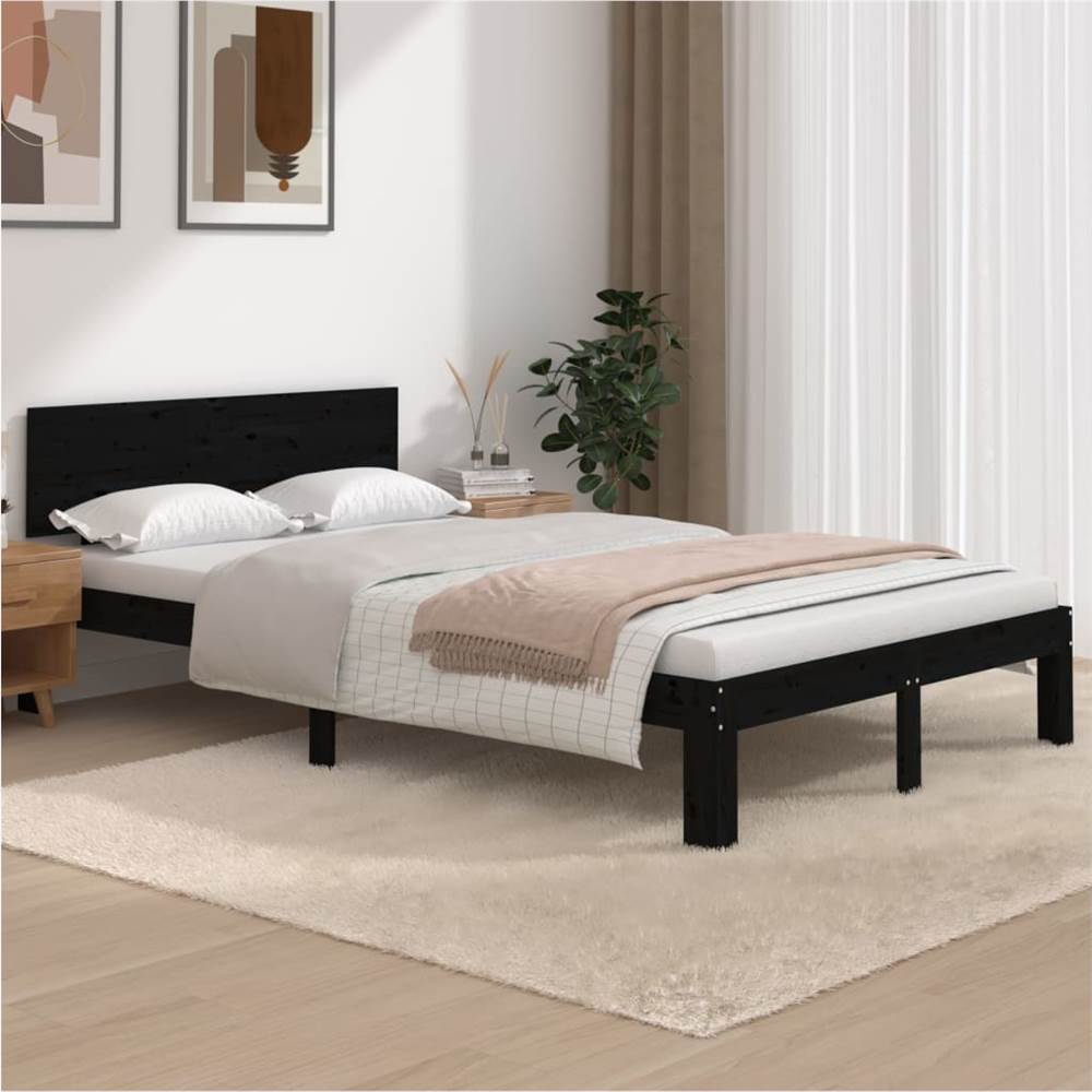 

Bed Frame Black Solid Wood Pine 120x200 cm
