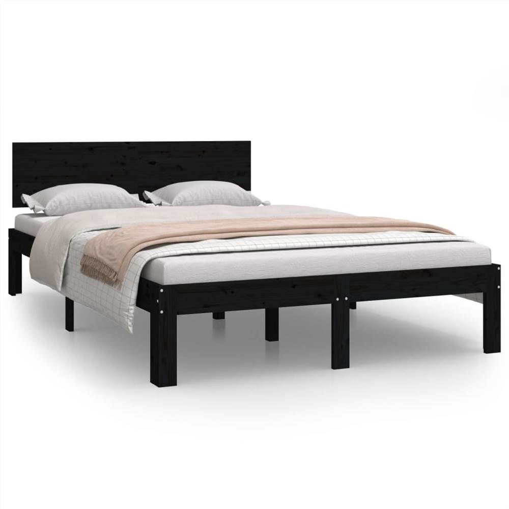 Bed Frame Black Solid Wood Pine 120x200 Cm 7 Bed Frame Black Solid Wood Pine 120x200 cm