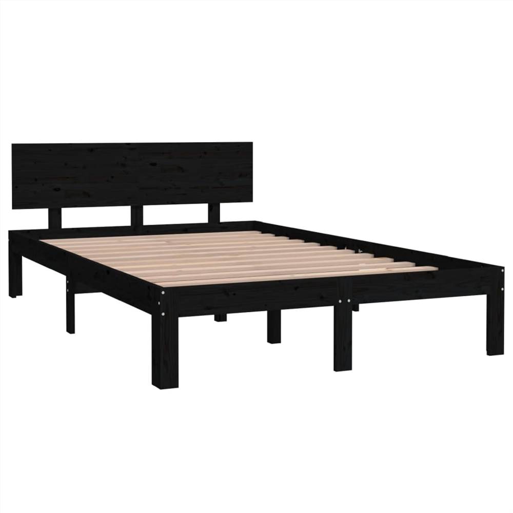 Bed Frame Black Solid Wood Pine 120x200 Cm 8 Bed Frame Black Solid Wood Pine 120x200 cm