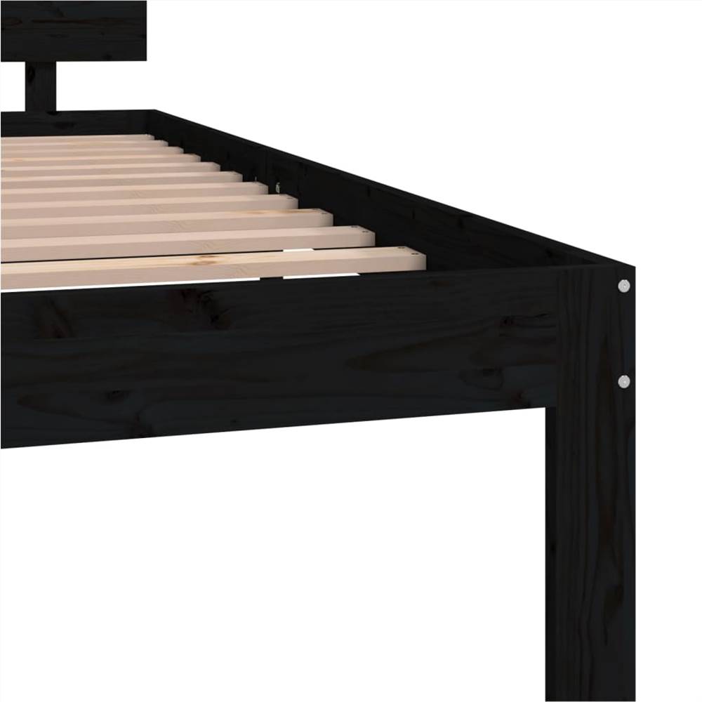 Bed Frame Black Solid Wood Pine 120x200 Cm 11 Bed Frame Black Solid Wood Pine 120x200 cm