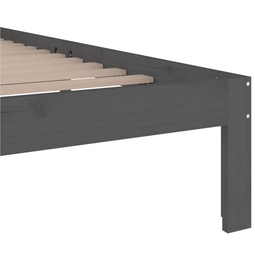 Bed Frame Grey Solid Wood 140x190 cm
