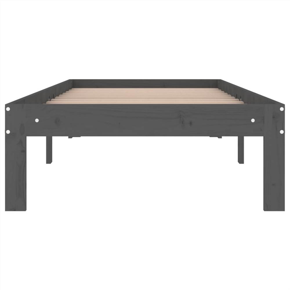Bed Frame Grey Solid Wood 75x190 Cm 2FT6 Small Single 9 Bed Frame Grey Solid Wood 75x190 cm 2FT6 Small Single