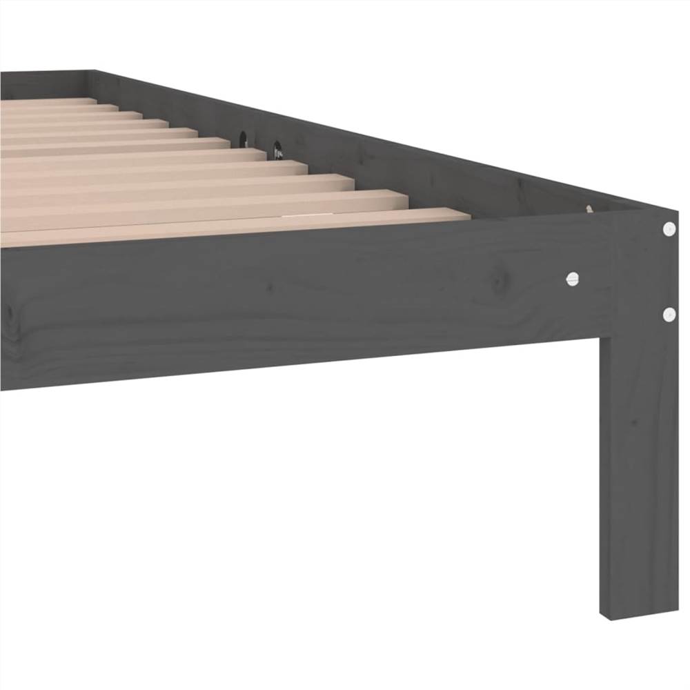 Bed Frame Grey Solid Wood 75x190 Cm 2FT6 Small Single 11 Bed Frame Grey Solid Wood 75x190 cm 2FT6 Small Single