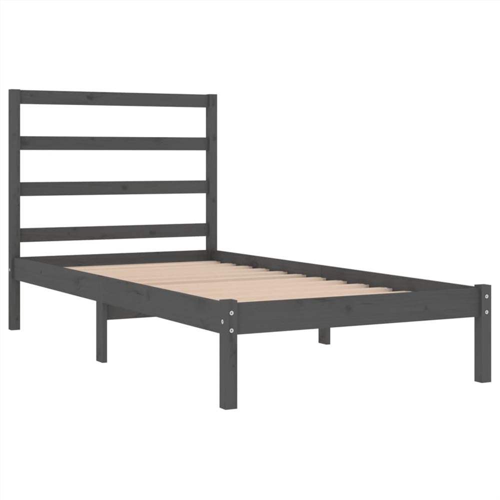Bed Frame Grey Solid Wood Pine 100x200 Cm 9 Bed Frame Grey Solid Wood Pine 100x200 cm